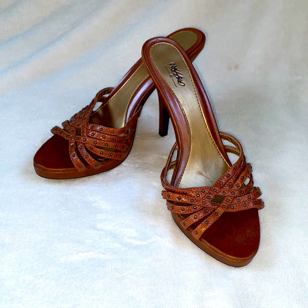 Mossino Studded Stylish Brown Heels